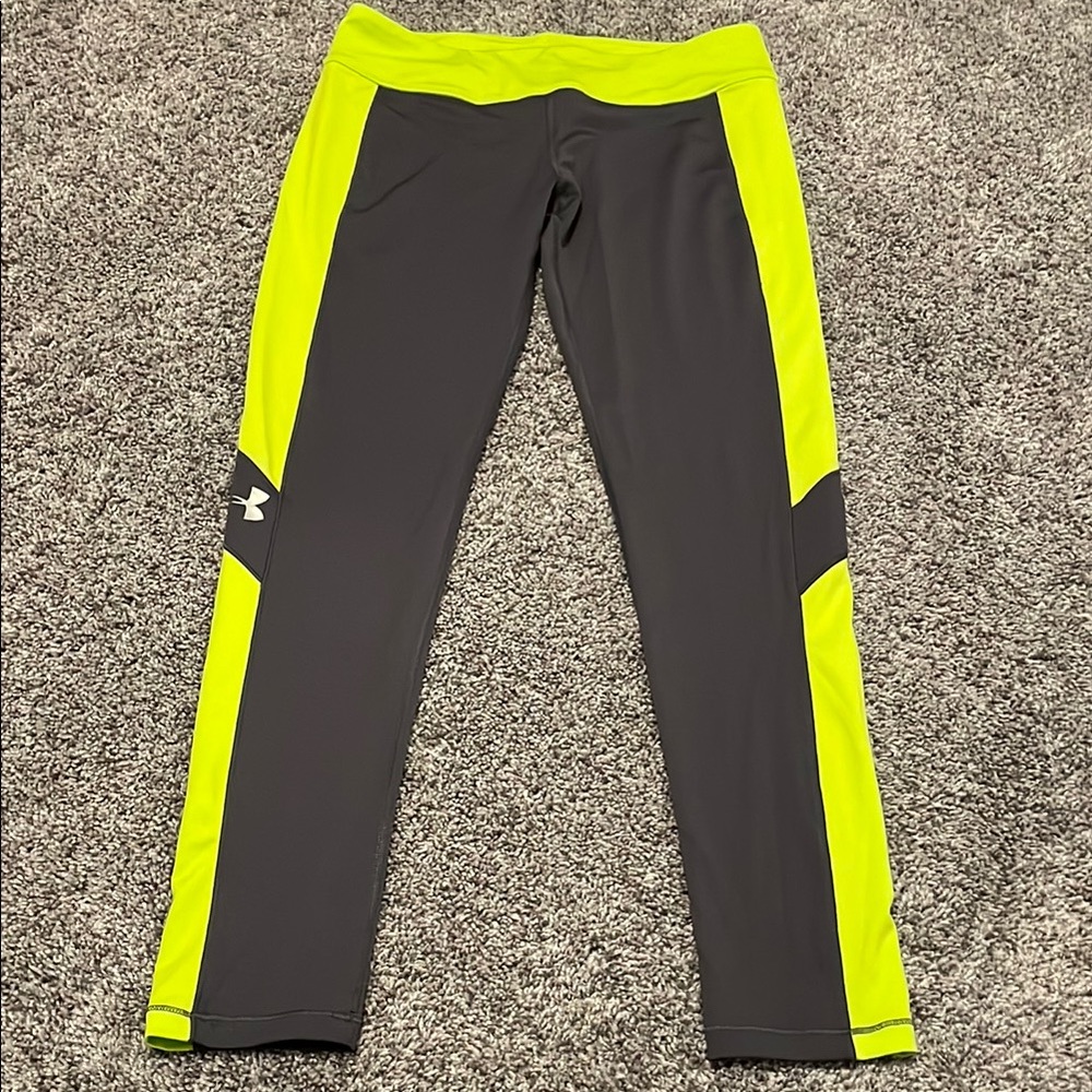 Under Armour Kids' Gray and Yellow Athletic Leggings YXL
